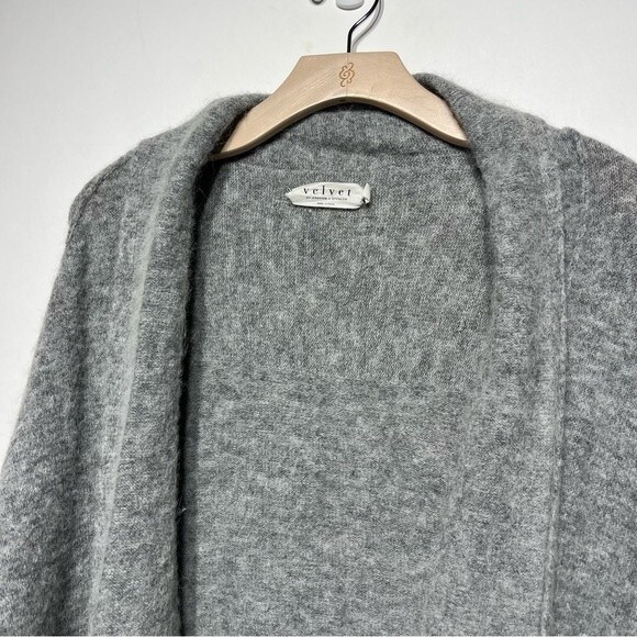 Velvet by Graham and Spencer Alpaca and Wool Blend Open Heather Gray Cardigan S - Picture 2 of 11